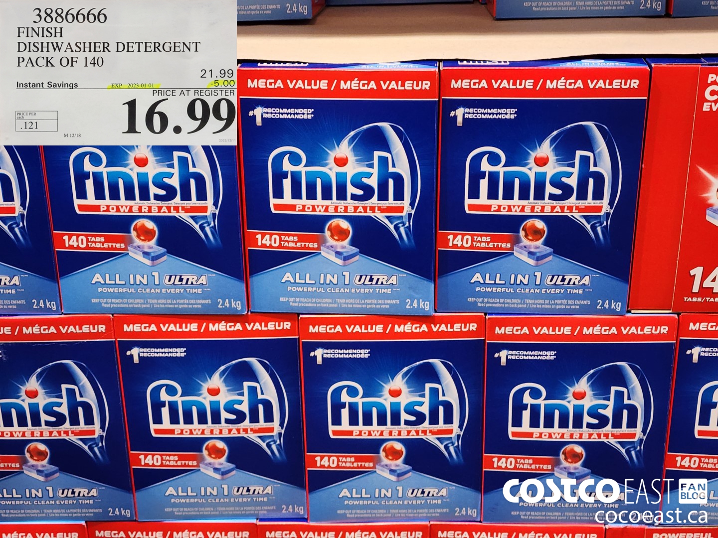 3886666 FINISH DISHWASHER DETERGENT 140 tabs ($5.00 INSTANT SAVINGS EXPIRES ON 2023-01-01) $16.99