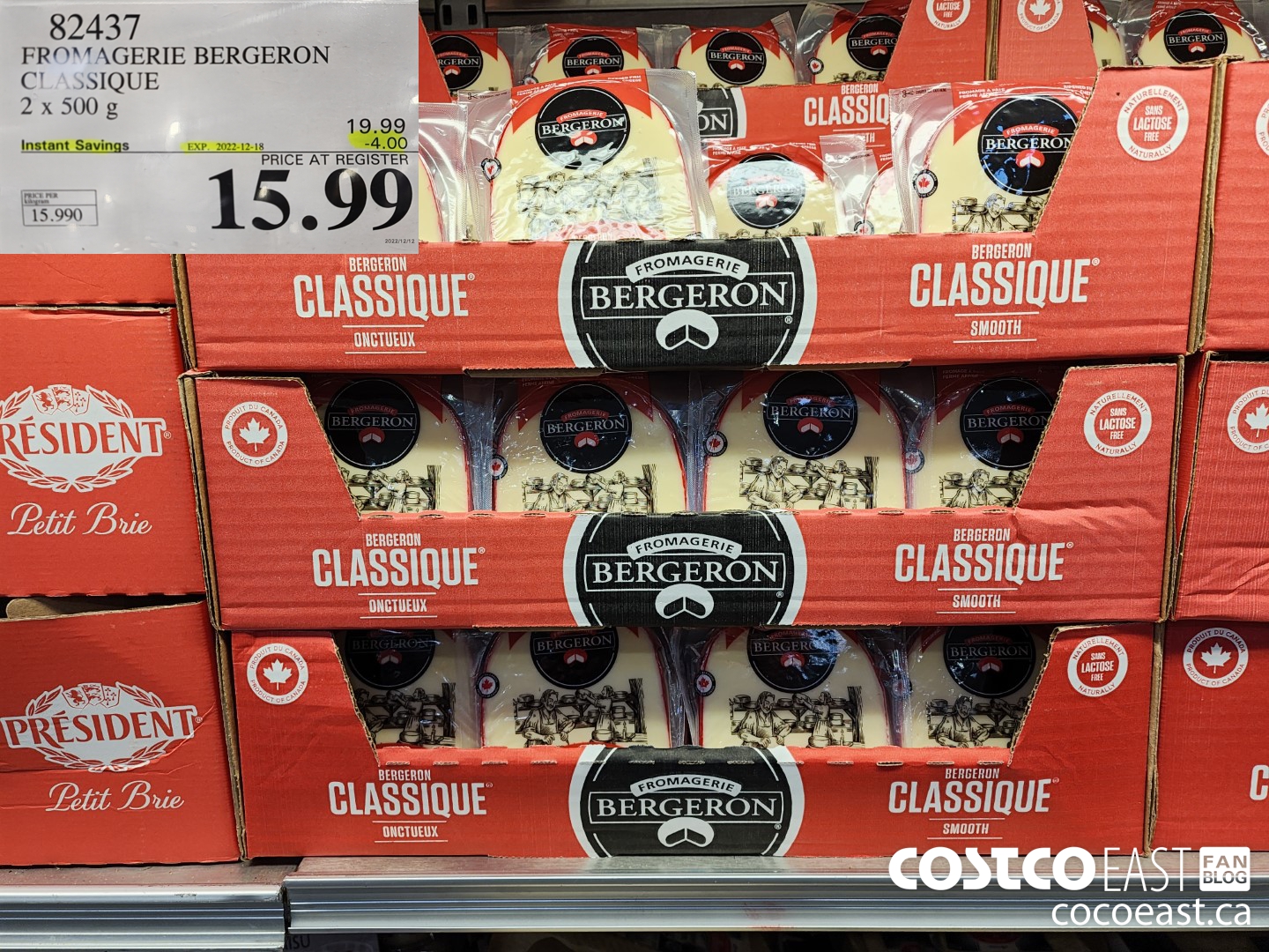 82437 FROMAGERIE BERGERON CLASSIQUE 2x 500 g ($4.00 INSTANT SAVINGS EXPIRES ON 2022-12-18) $15.99