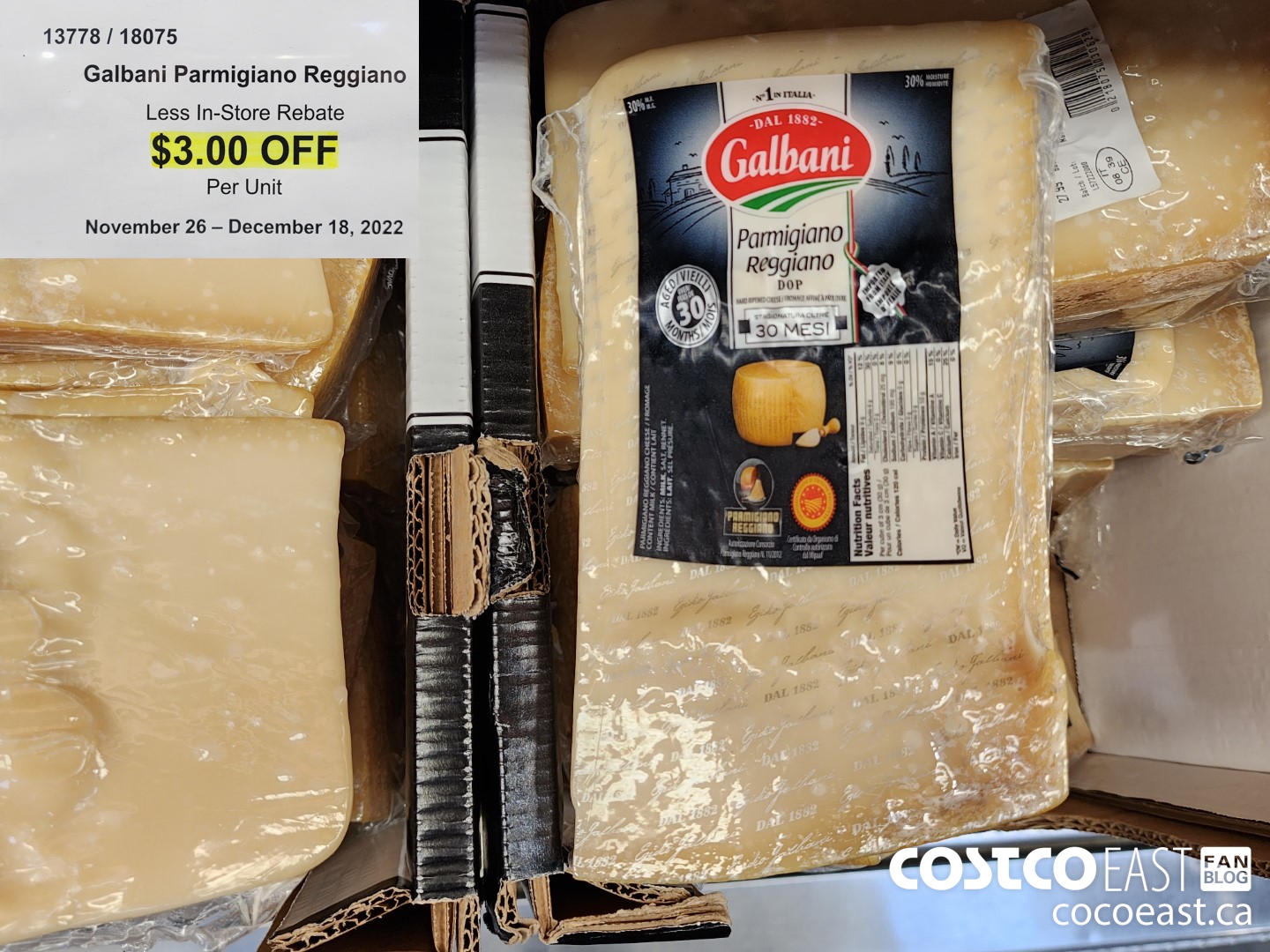 13778 GALBANI PARMIGIANO REGGIANO 30 MONTH PRICE PER KG ($3.00 INSTANT SAVINGS)