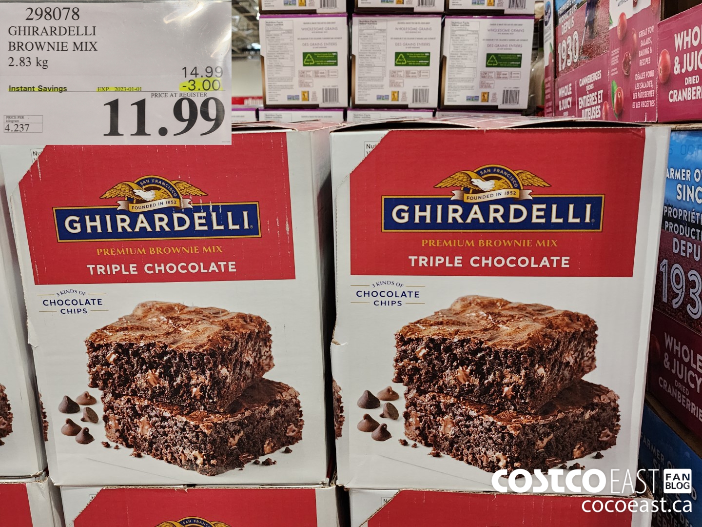 298078 GHIRARDELLI MELANGE A BROWNIES 2.83 KG ($3.00 INSTANT SAVINGS EXPIRES ON 2023-01-01) $11.99