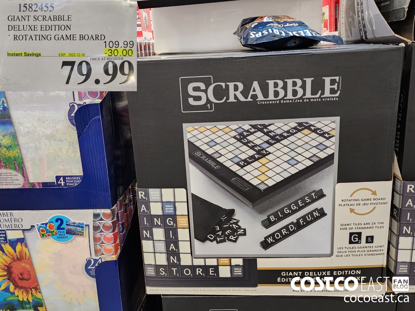 1582455 GIANT SCRABBLE DELUXE EDITION ROTATING GAME BOARD ($30.00 INSTANT SAVINGS EXPIRES ON 2022-12-18) $79.99