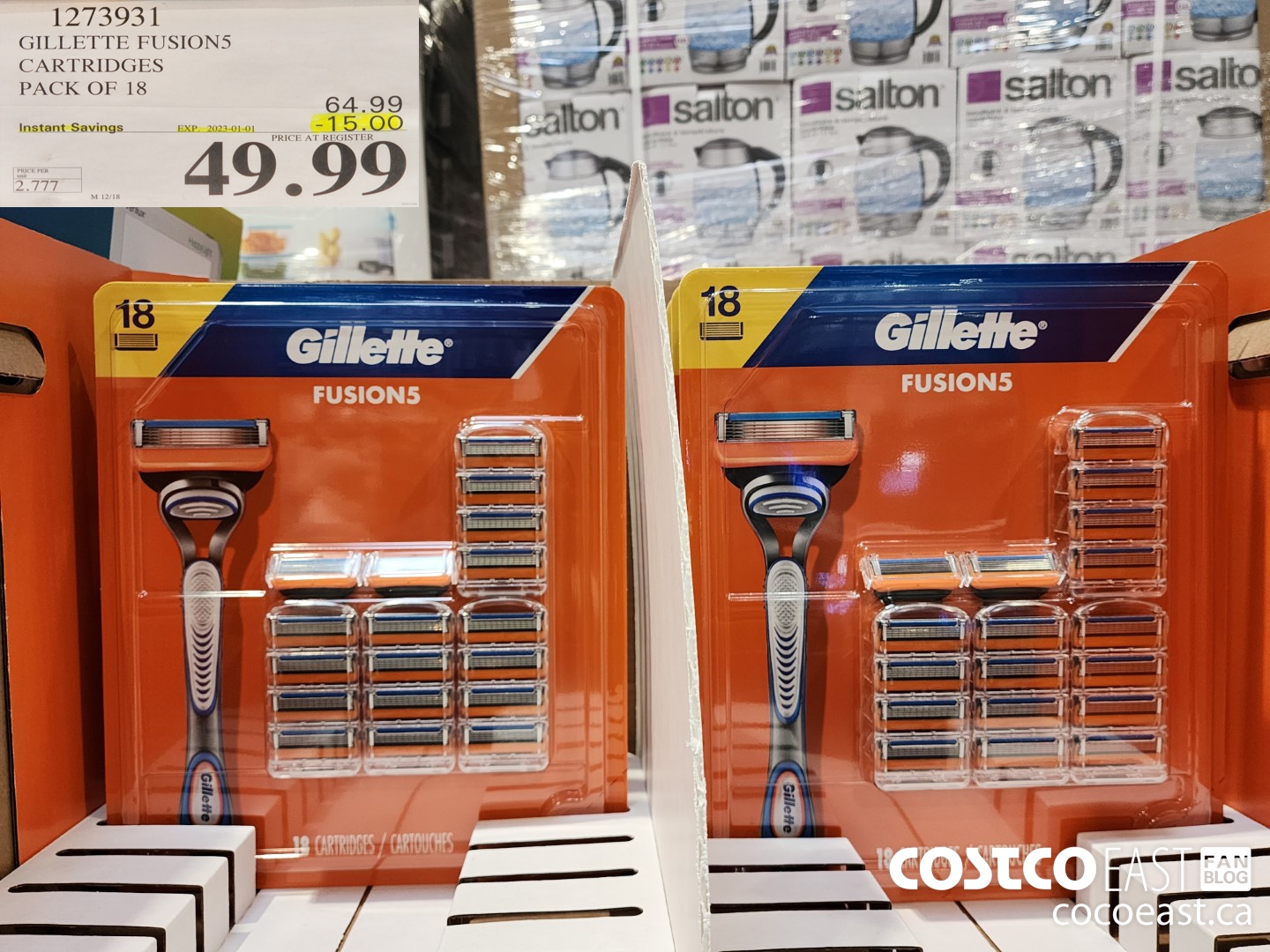 1273931 GILLETTE FUSION5 CARTRIDGES PACK OF 18 ($15.00 INSTANT SAVINGS EXPIRES ON 2023-01-01) $49.99