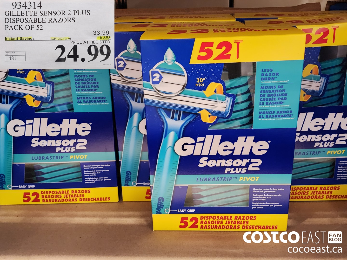 934314 GILLETTE SENSOR 2 PLUS DISPOSABLE RAZORS PACK OF 52 ($9.00 INSTANT SAVINGS EXPIRES ON 2023-01-01) $24.99