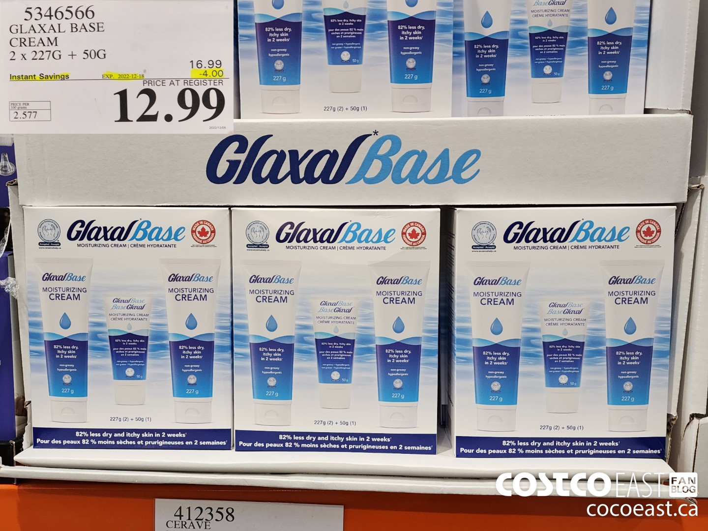 5346566 GLAXAL BASE CREAM 2 x 227G + 50G ($4.00 INSTANT SAVINGS EXPIRES ON 2022-12-18) $12.99