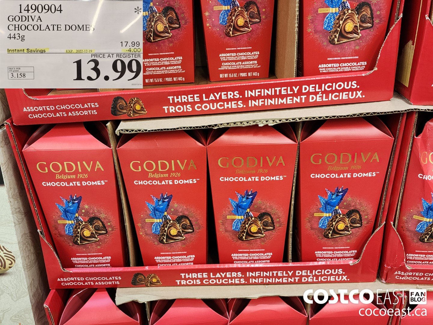 1490904 GODIVA CHOCOLATE DOMES 443 G ($4.00 INSTANT SAVINGS EXPIRES ON 2022-12-19) $13.99