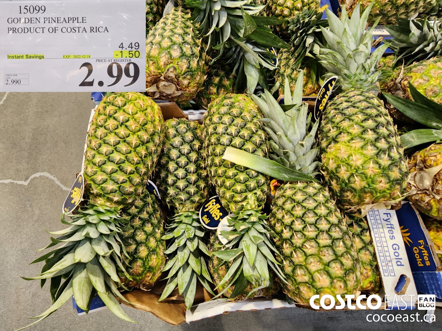 15099 GOLDEN PINEAPPLE PRODUCT OF COSTA RICA ($1.50 INSTANT SAVINGS EXPIRES ON 2022-12-18) $2.99
