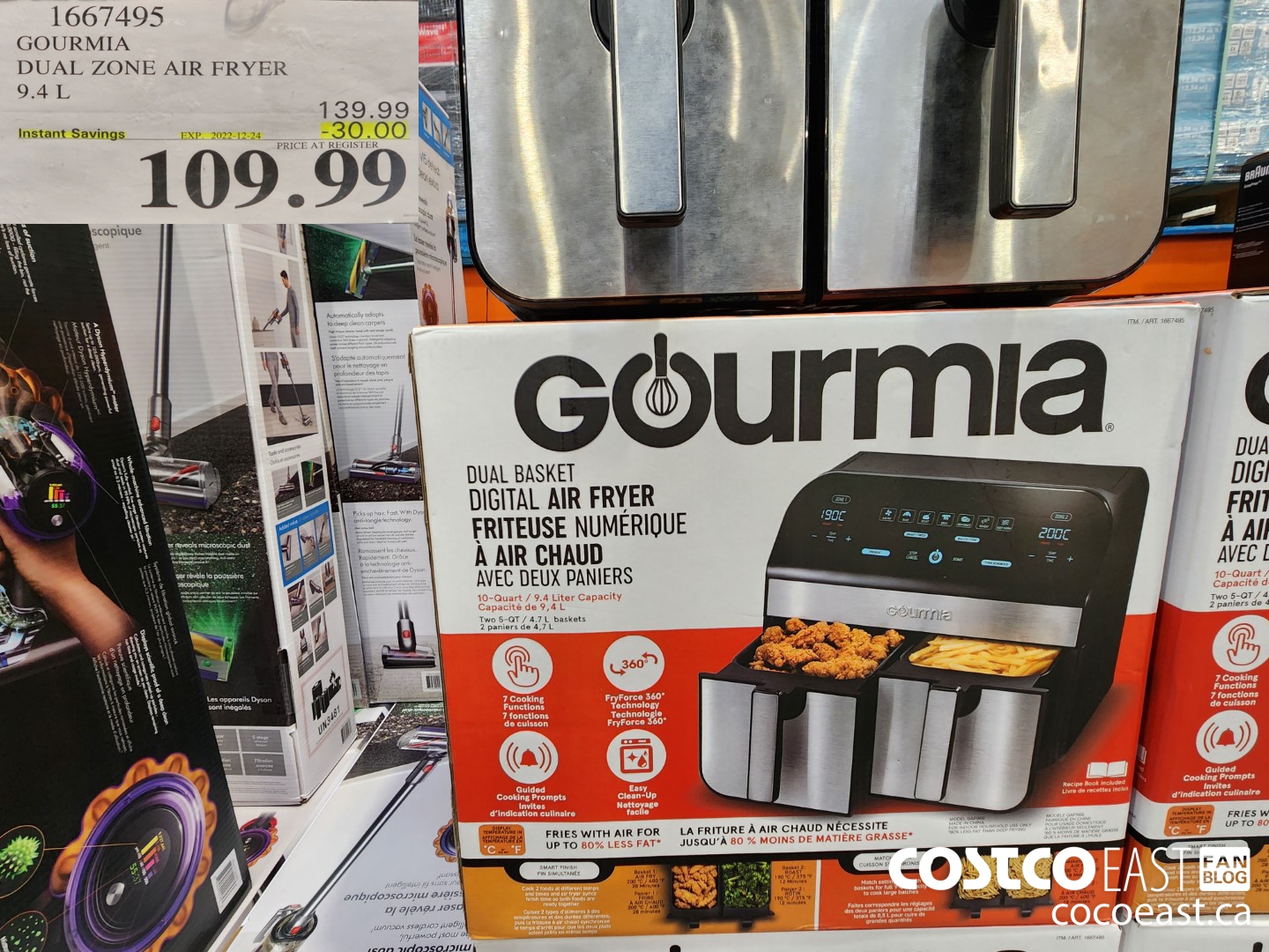 1667495 GOURMIA DUAL ZONE AIR FRYER 9.4L ($30.00 INSTANT SAVINGS EXPIRES ON 2022-12-24) $109.99