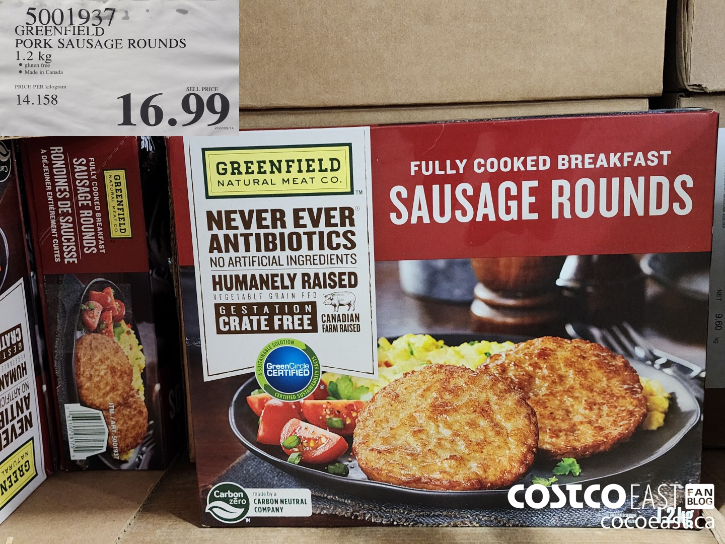 5001937 GREENFIELD PORK SAUSAGE ROUNDS 1.2 kg $16.99