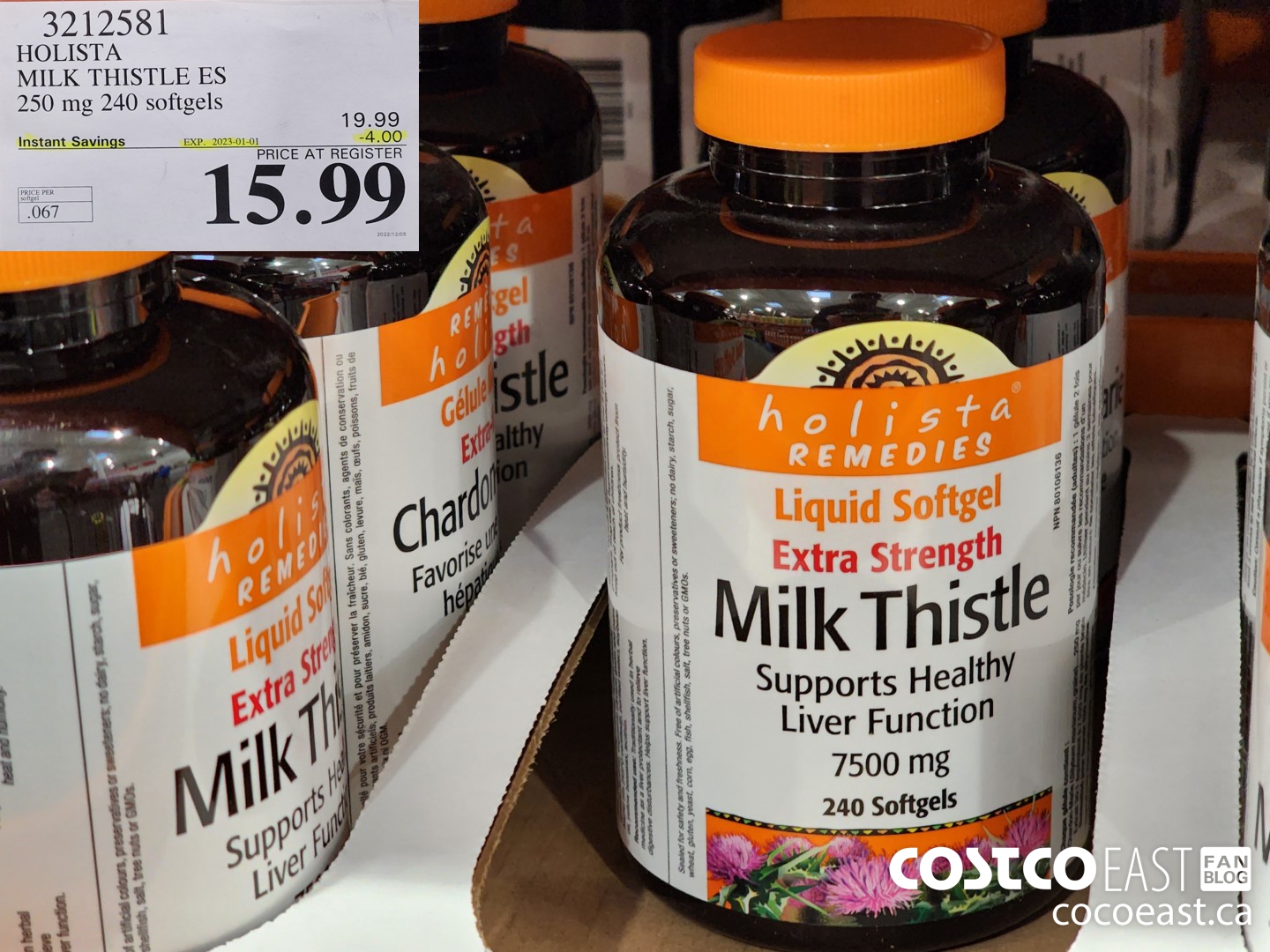 3212581 HOLISTA MILK THISTLE ES 250 mg 240 softgels ($4.00 INSTANT SAVINGS EXPIRES ON 2023-01-01) $15.99