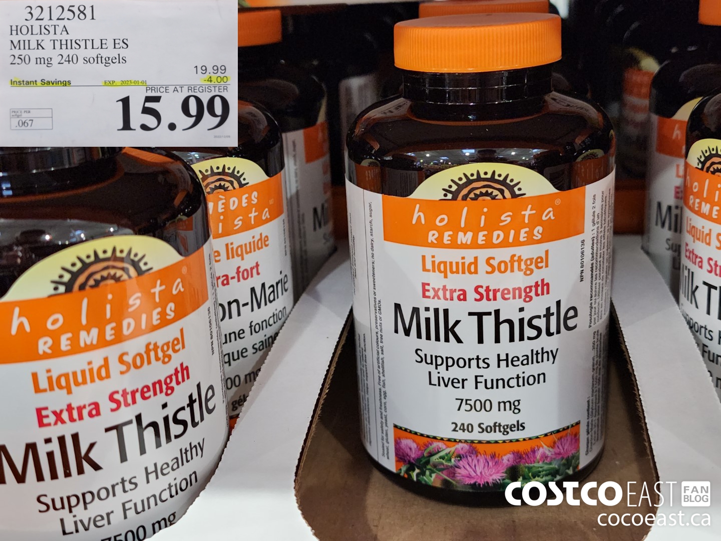 3212581 HOLISTA MILK THISTLE ES 250 mg 240 softgels ($4.00 INSTANT SAVINGS EXPIRES ON 2023-01-01) $15.99