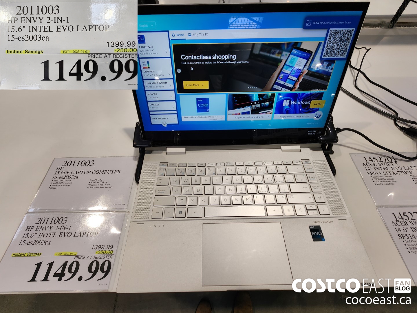 2011003 HP ENVY 2-IN-1 INTEL EVO LAPTOP 15-es2003ca ($250.00 INSTANT SAVINGS EXPIRES ON 2023-01-01) $1149.99