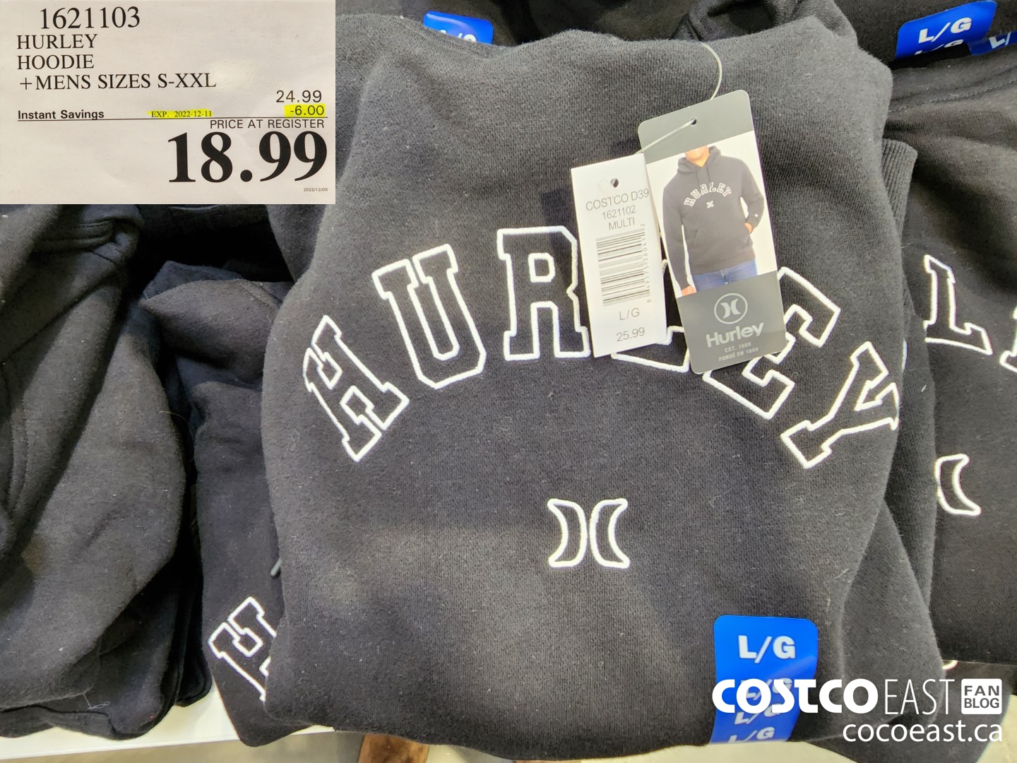 1621103 HURLEY HOODIE +MENS SIZES S-XXL ($6.00 INSTANT SAVINGS EXPIRES ON 2022-12-11) $18.99