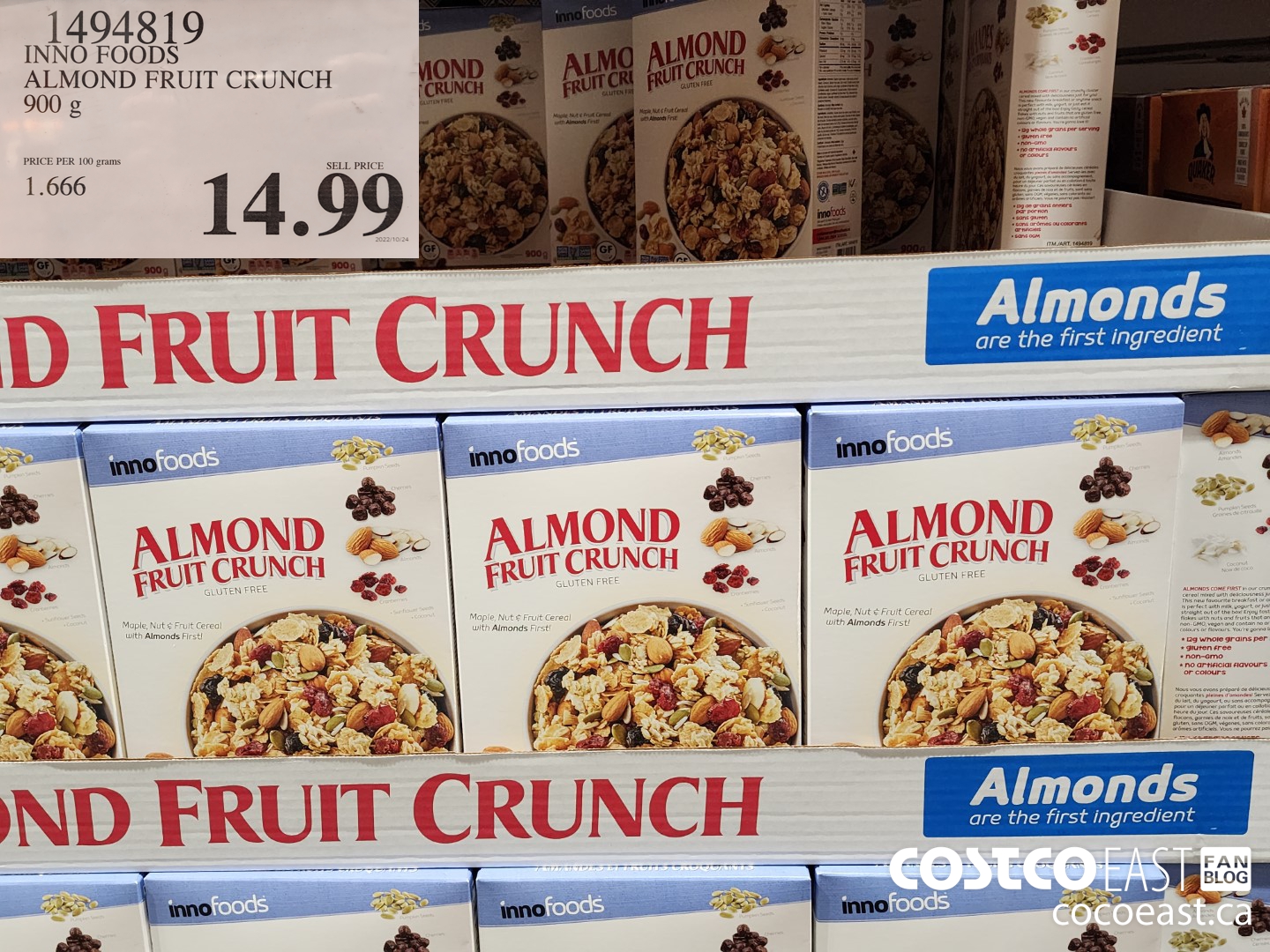 1494819 INNO FOODS ALMOND FRUIT CRUNCH 900 g $14.99