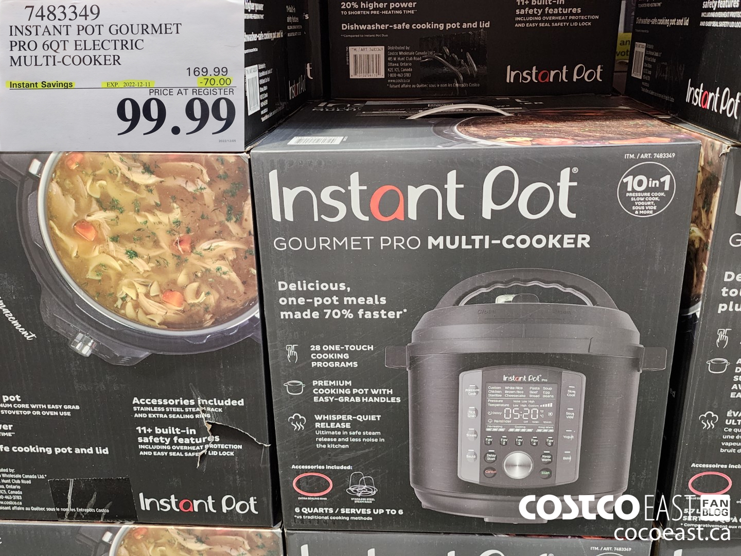 7483349 INSTANT POT GOURMET PRO 6QT ELECTRIC MULTI-COOKER ($70.00 INSTANT SAVINGS EXPIRES ON 2022-12-11) $99.99