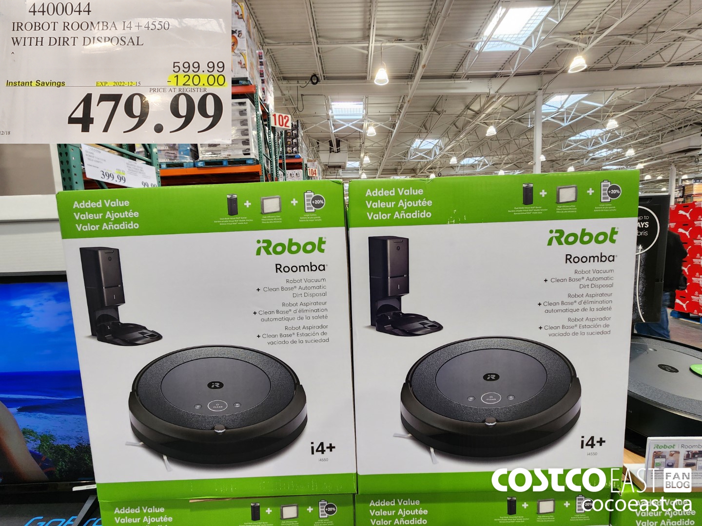 4400044 IROBOT ROOMBA I4+4550 WITH DIRT DISPOSAL ($120.00 INSTANT SAVINGS EXPIRES ON 2022-12-15) $479.99
