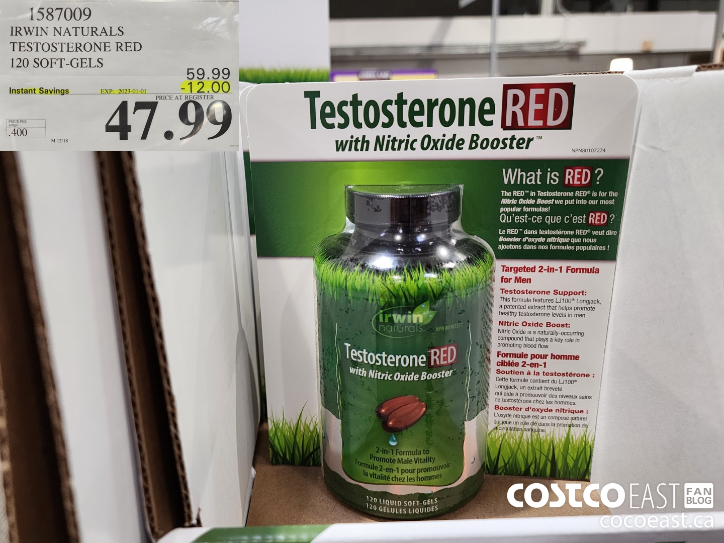 1587009 IRWIN NATURALS TESTOSTERONE RED 120 SOFT-GELS ($12.00 INSTANT SAVINGS EXPIRES ON 2023-01-01) $47.99