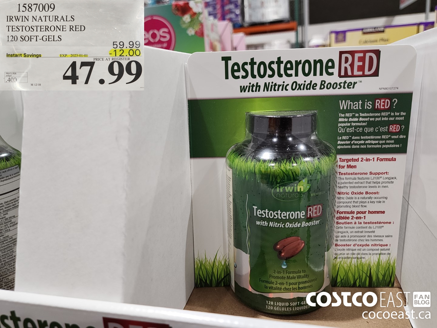 1587009 IRWIN NATURALS TESTOSTERONE RED 120 SOFT-GELS ($12.00 INSTANT SAVINGS EXPIRES ON 2023-01-01) $47.99