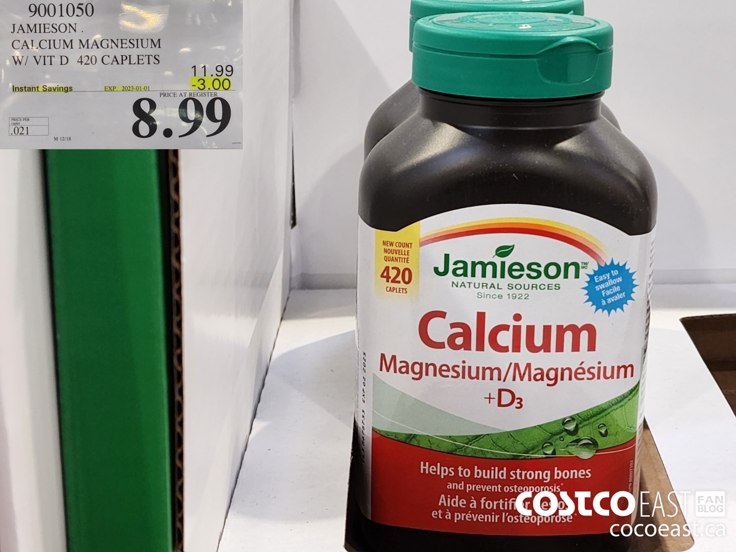 9001050 JAMIESON CALCIUM MAGNESIUM W/ VIT D 420 CAPLETS ($3.00 INSTANT SAVINGS EXPIRES ON 2023-01-01) $8.99