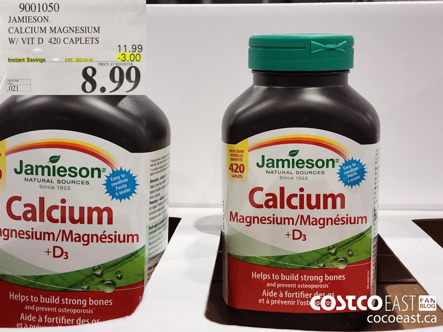 9001050 JAMIESON CALCIUM MAGNESIUM W/ VIT D 420 CAPLETS ($3.00 INSTANT SAVINGS EXPIRES ON 2023-01-01) $8.99
