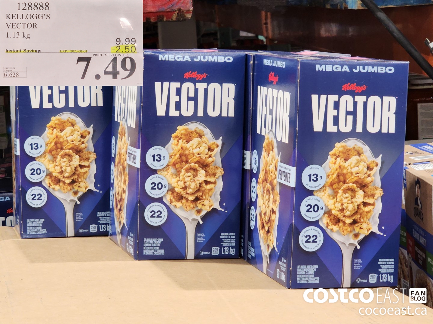 128888 KELLOGG'S VECTOR 1.13 KG ($2.50 INSTANT SAVINGS EXPIRES ON 2023-01-01) $7.49