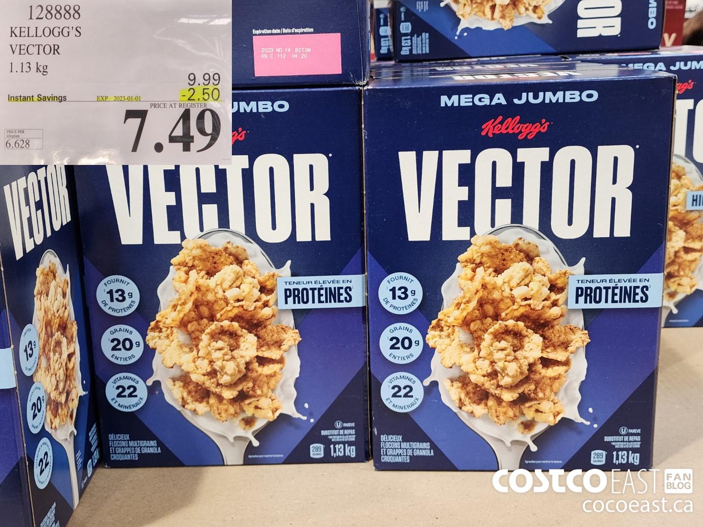 128888 KELLOGG'S VECTOR 1.13 KG ($2.50 INSTANT SAVINGS EXPIRES ON 2023-01-01) $7.49