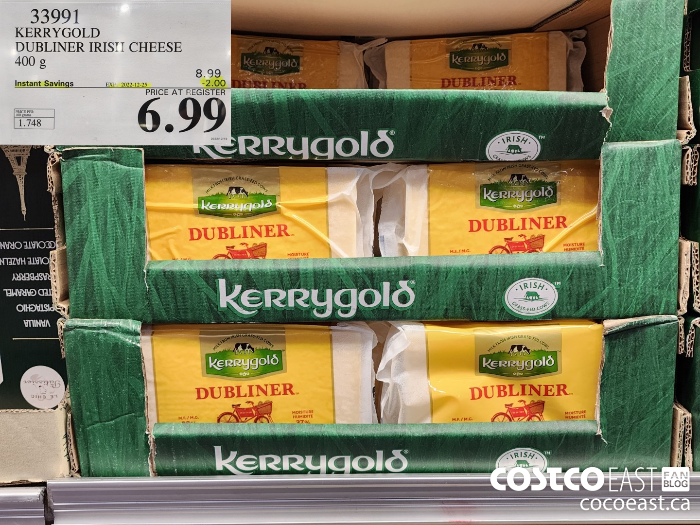 33991 KERRYGOLD DUBLINER IRISH CHEESE 400 g ($2.00 INSTANT SAVINGS EXPIRES ON 2022-12-25) $6.99