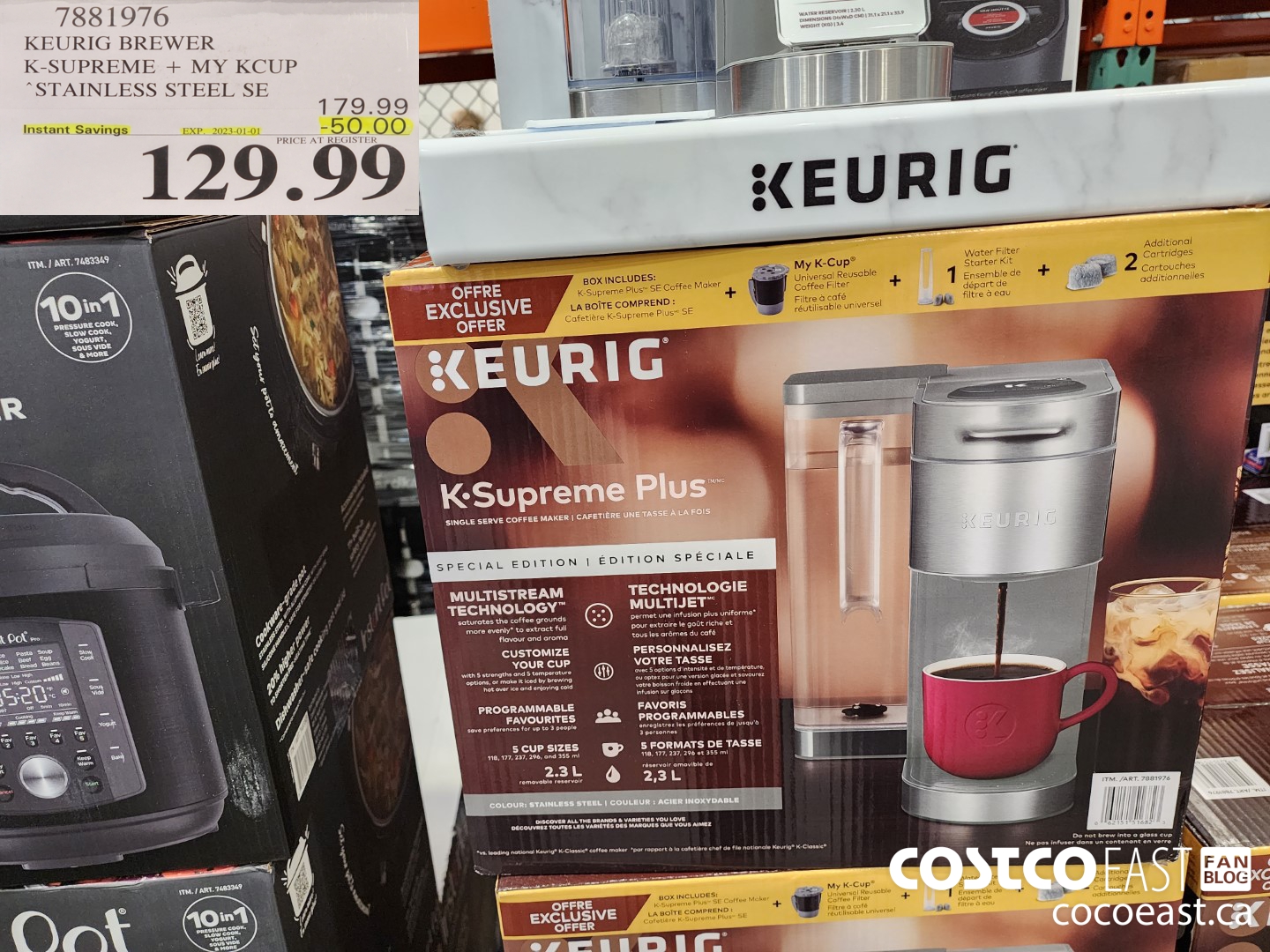 7881976 KEURIG BREWER K-SUPREME + MY KCUP “STAINLESS STEEL SE ($50.00 INSTANT SAVINGS EXPIRES ON 2023-01-01) $129.99