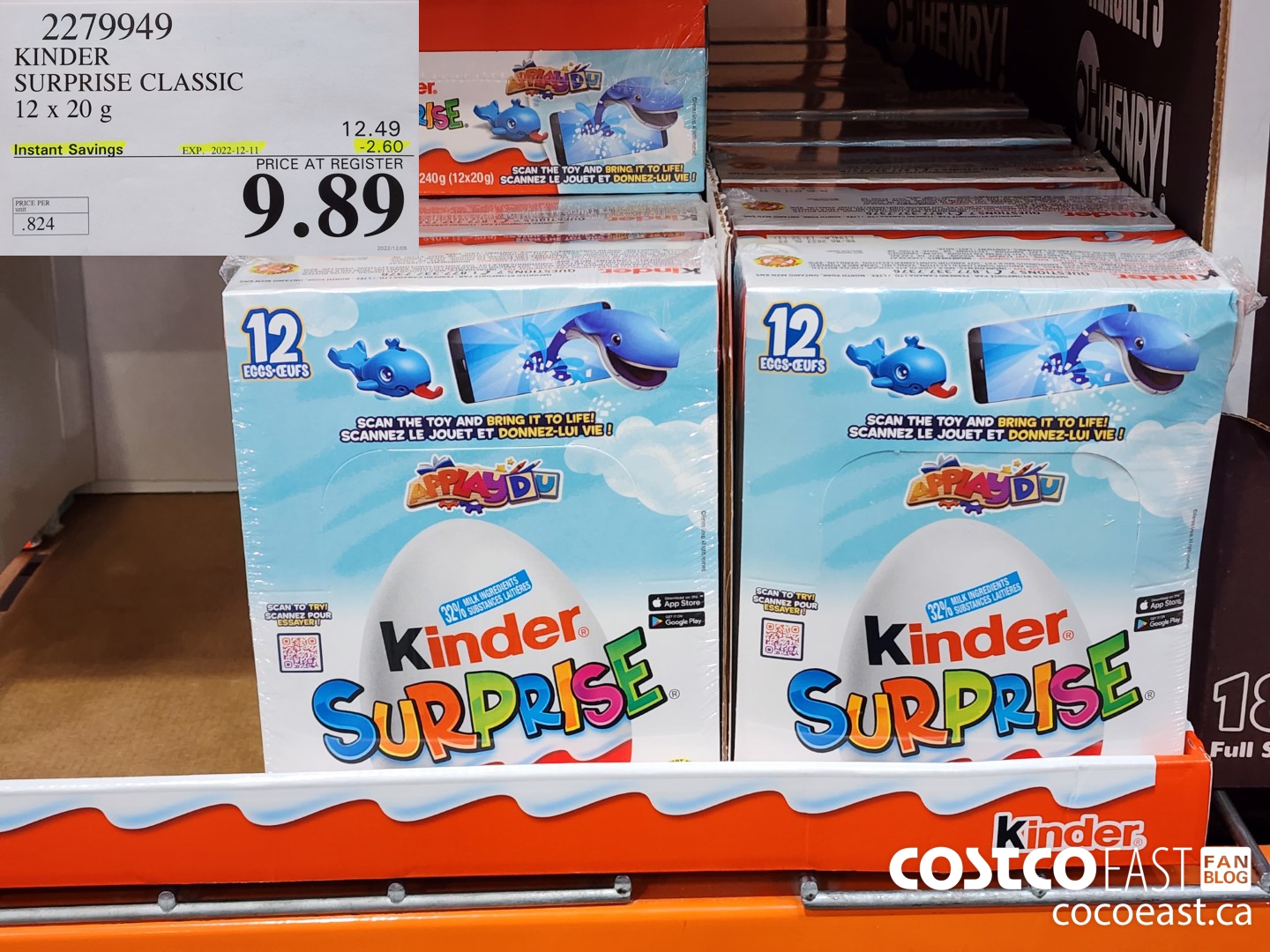 2279949 KINDER SURPRISE CLASSIC 12 X 20 G ($2.60 INSTANT SAVINGS EXPIRES ON 2022-12-11) $9.89