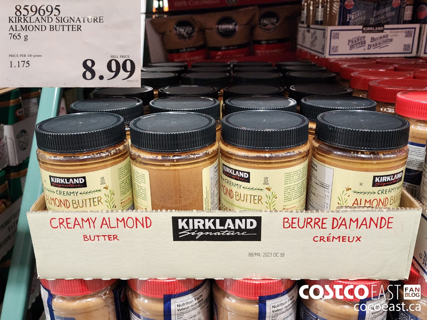 859695 KIRKLAND SIGNATURE ALMOND BUTTER 765 g $8.69
