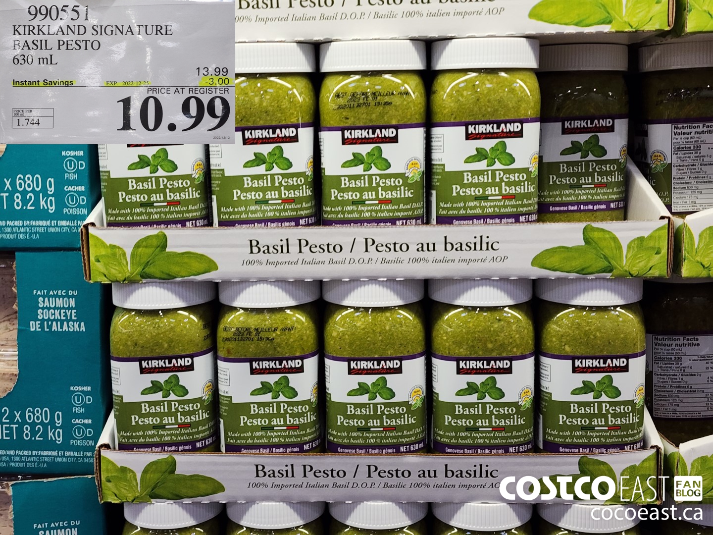 990551 KIRKLAND SIGNATURE BASIL PESTO 630 ML ($3.00 INSTANT SAVINGS EXPIRES ON 2022-12-25) $10.99