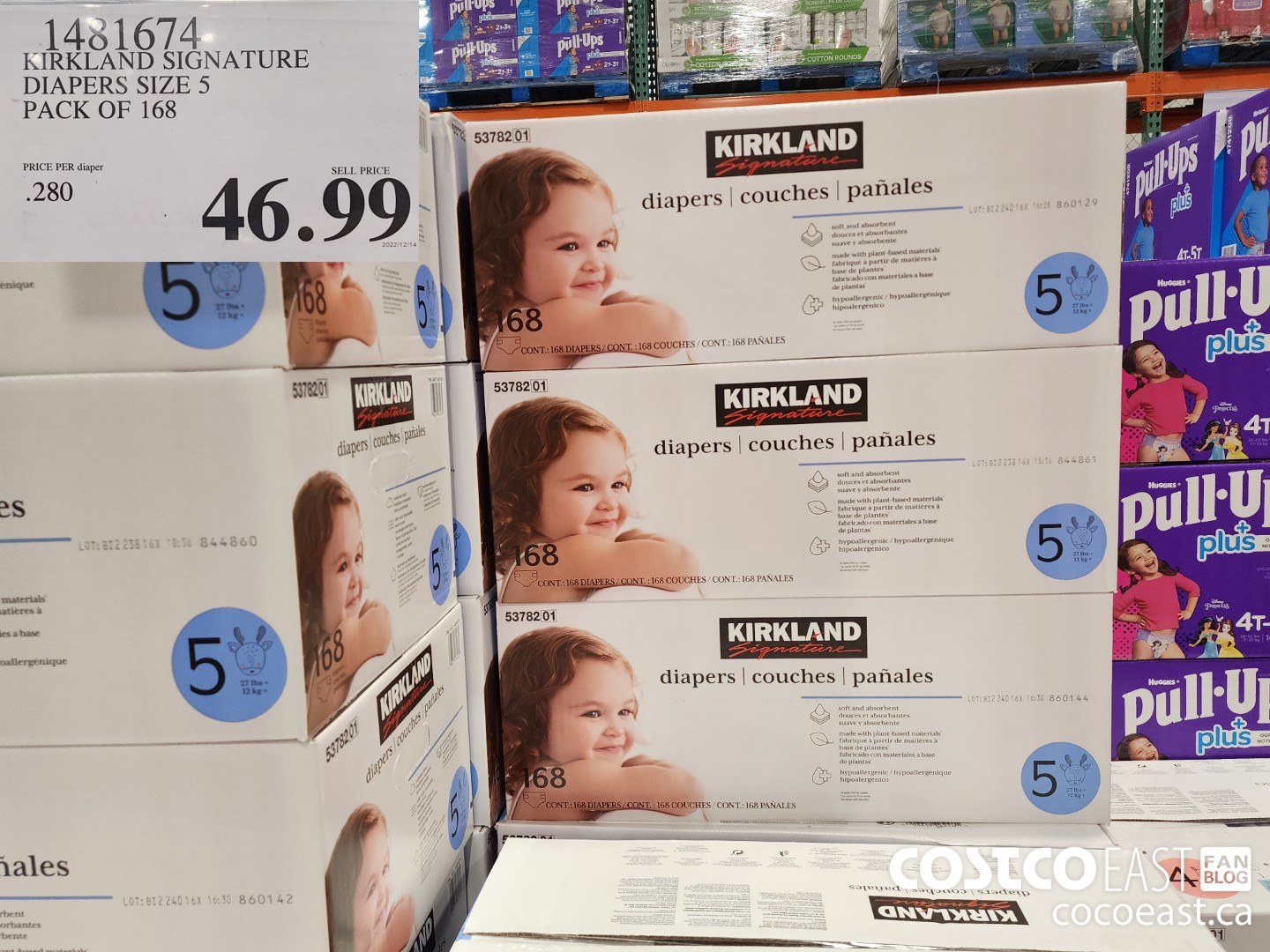 1431674 KIRKLAND SIGNATURE DIAPERS SIZE 5 PACK OF 168 $46.99