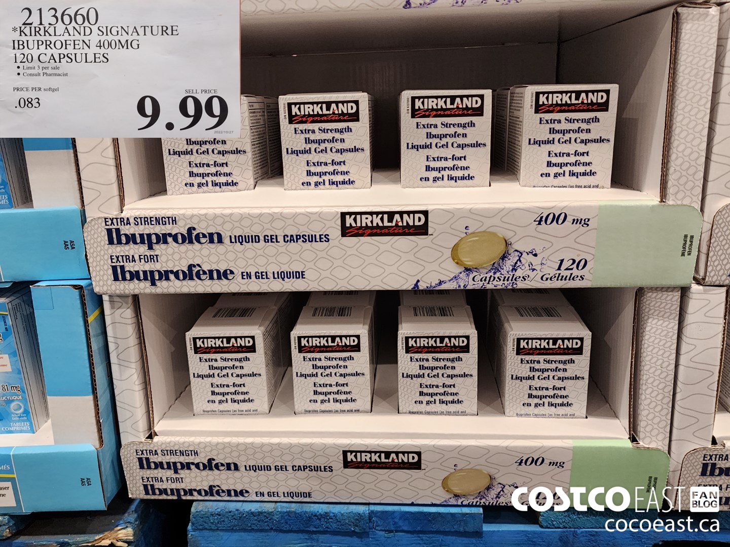213660 *KIRKLAND SIGNATURE IBUPROFEN 400MG 120 CAPSULES $9.99