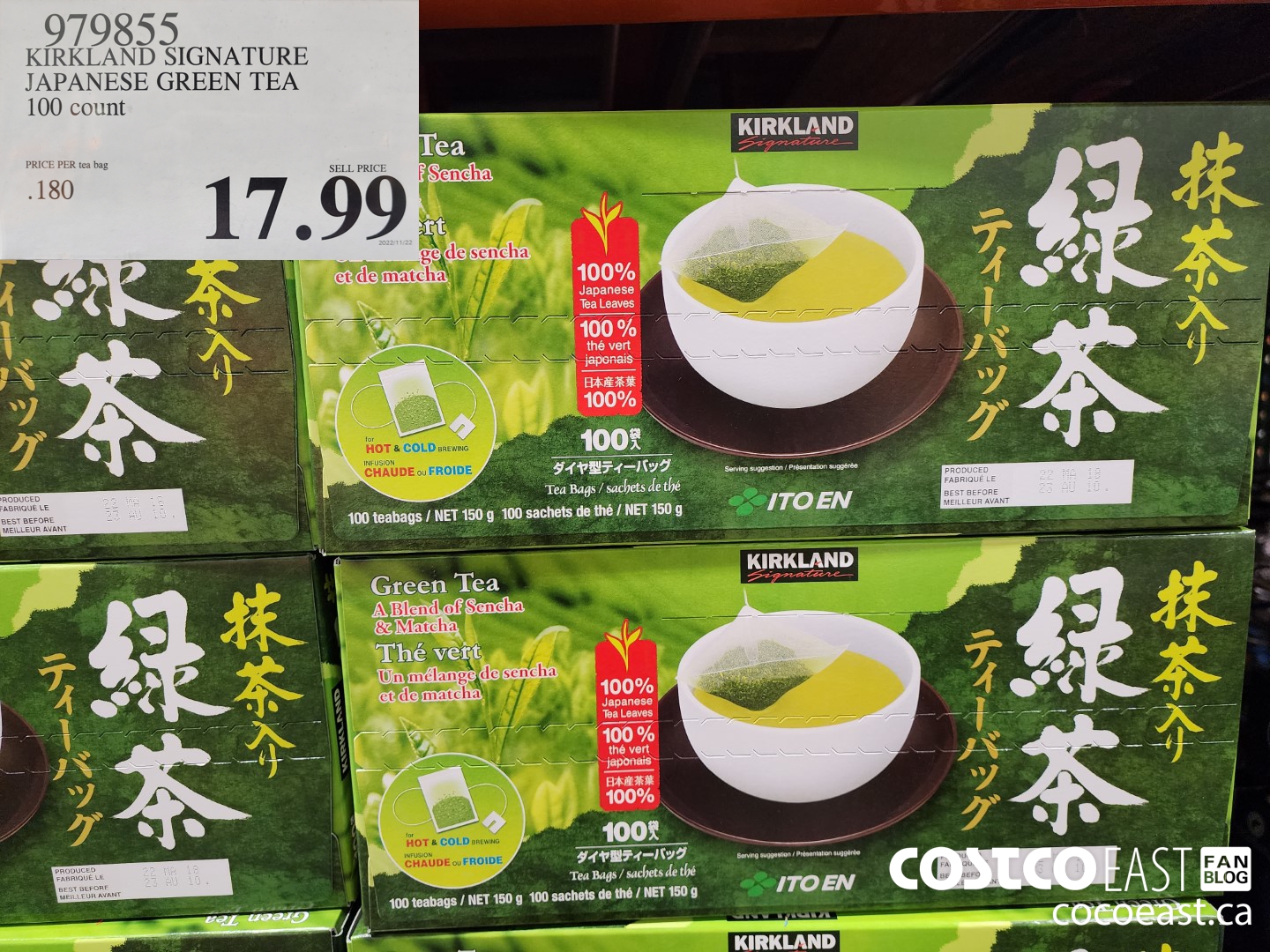 979855 KIRKLAND SIGNATURE JAPANESE GREEN TEA 100 COUNT $17.99