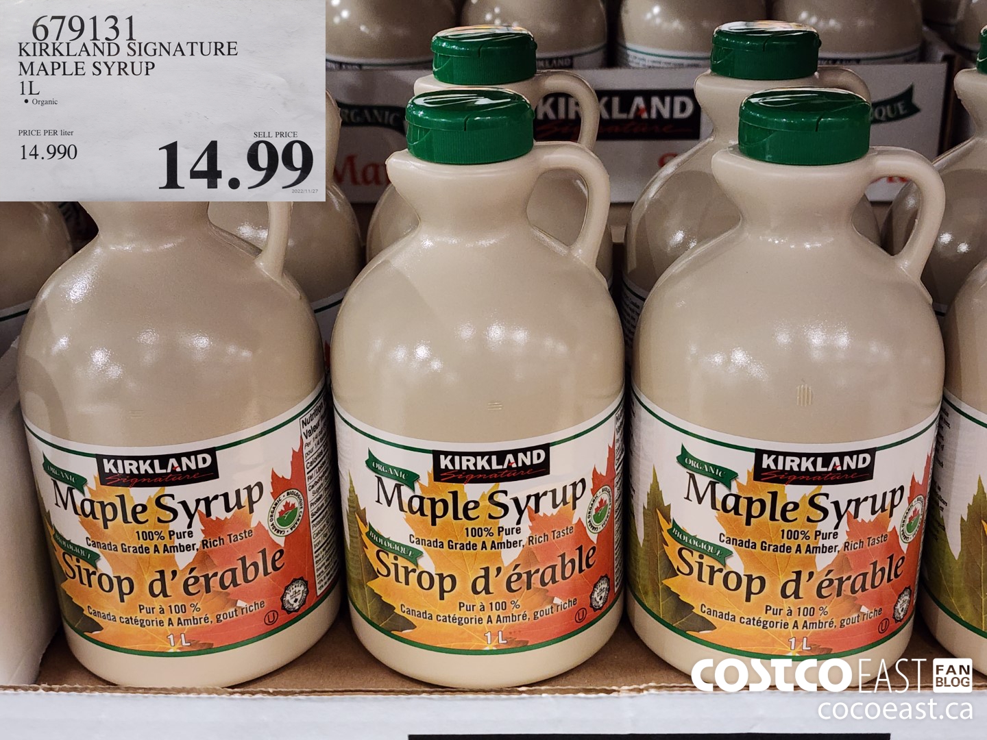 679131 KIRKLAND SIGNATURE MAPLE SYRUP 1L $14.99