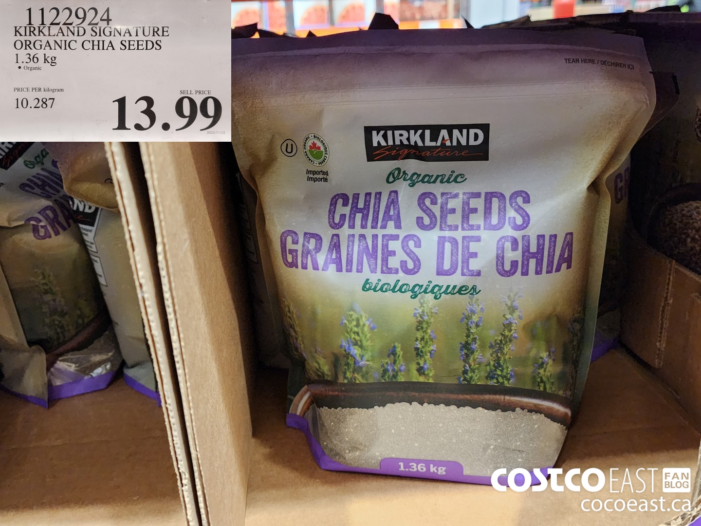 1122924 KIRKLAND SIGNATURE ORGANIC CHIA SEEDS 1.36 kg $13.99