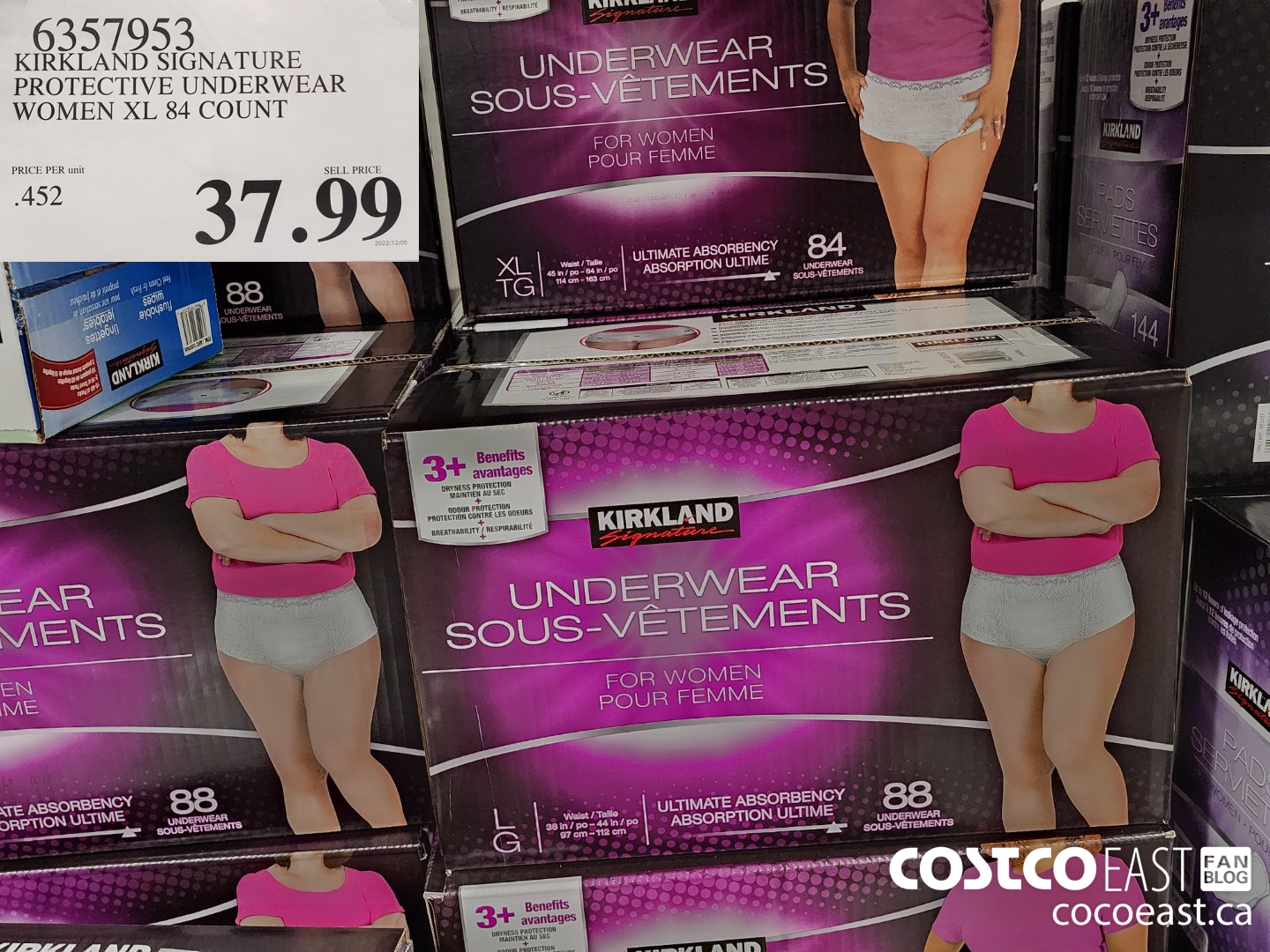 6327953 KIRKLAND SIGNATURE PROTECTIVE UNDERWEAR WOMEN 84 XL COUNT $37.99