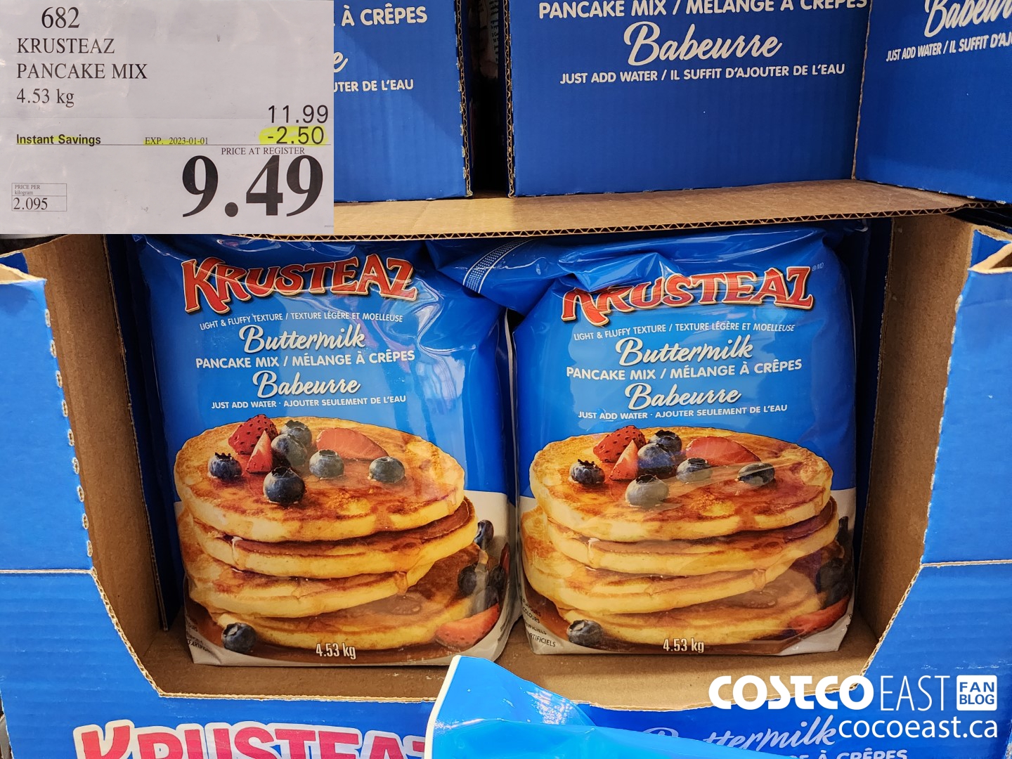 682 KRUSTEAZ PANCAKE MIX 4.53KG ($2.50 INSTANT SAVINGS EXPIRES ON 2023-01-01) $9.49