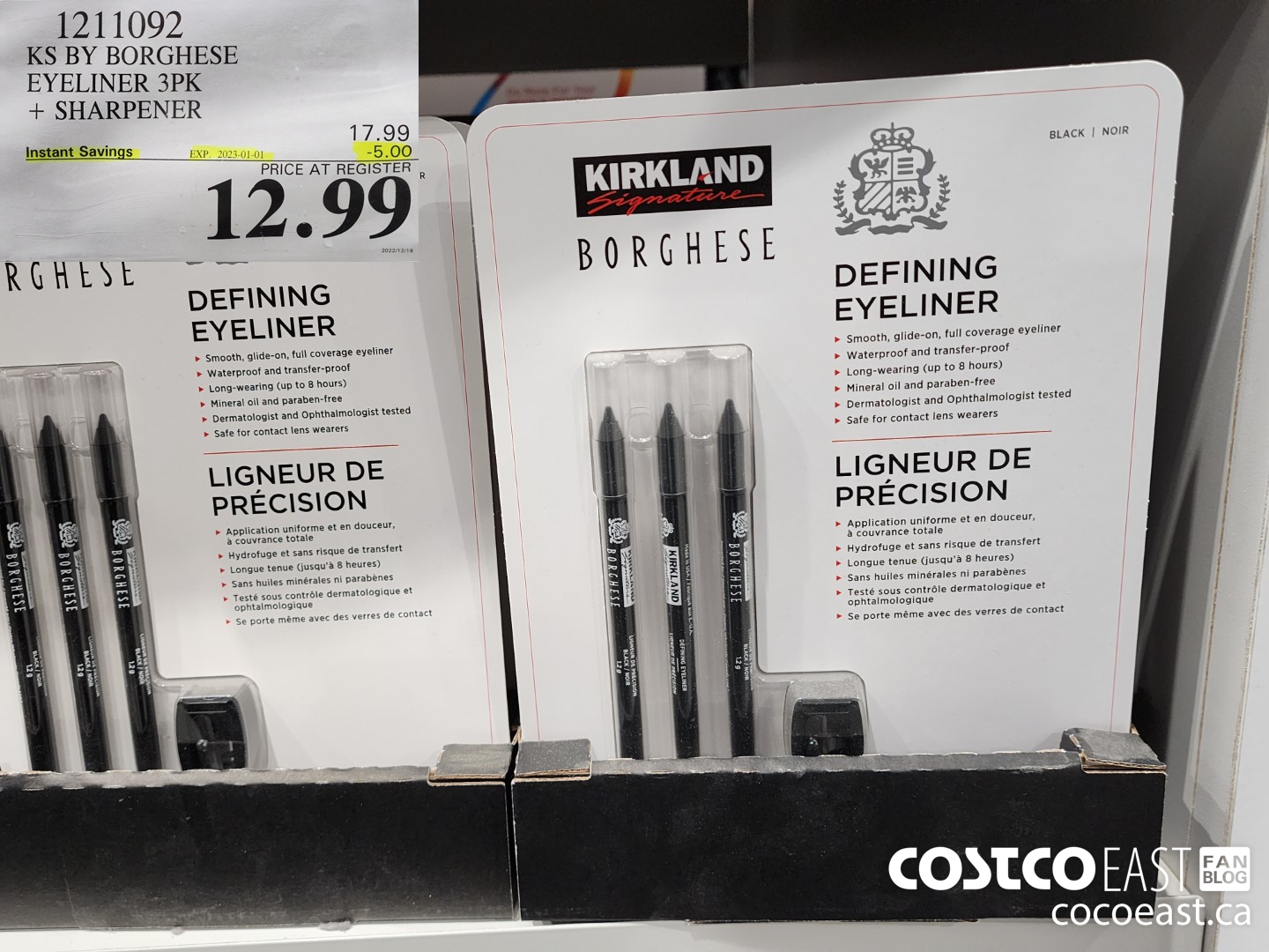 1211092 KS BY BORGHESE EYELINER 3PK + SHARPENER ($5.00 INSTANT SAVINGS EXPIRES ON 2023-01-01) $12.99