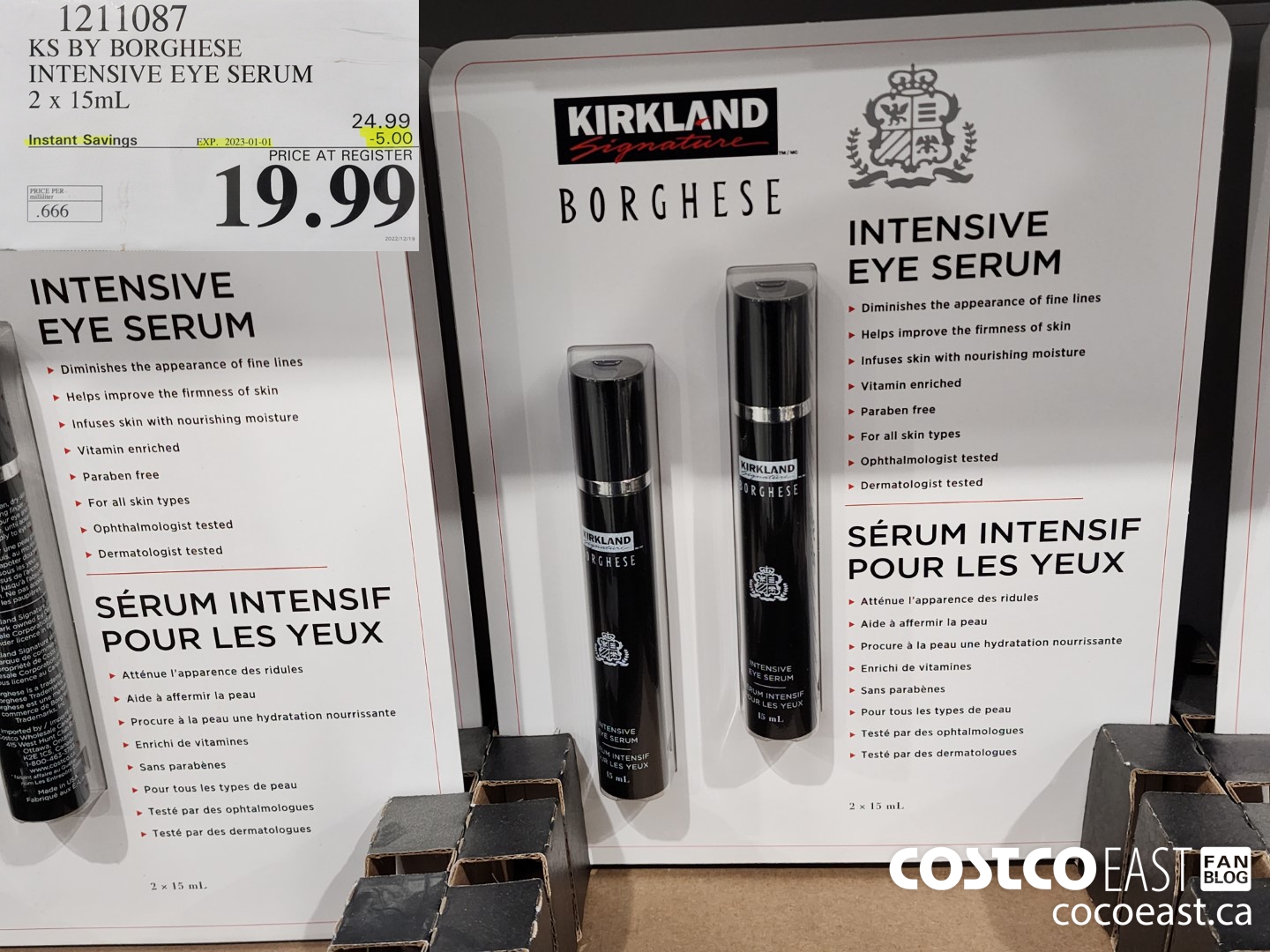 1211087 KS BY BORGHESE INTENSIVE EYE SERUM 2 X 15ML ($5.00 INSTANT SAVINGS EXPIRES ON 2023-01-01) $19.99