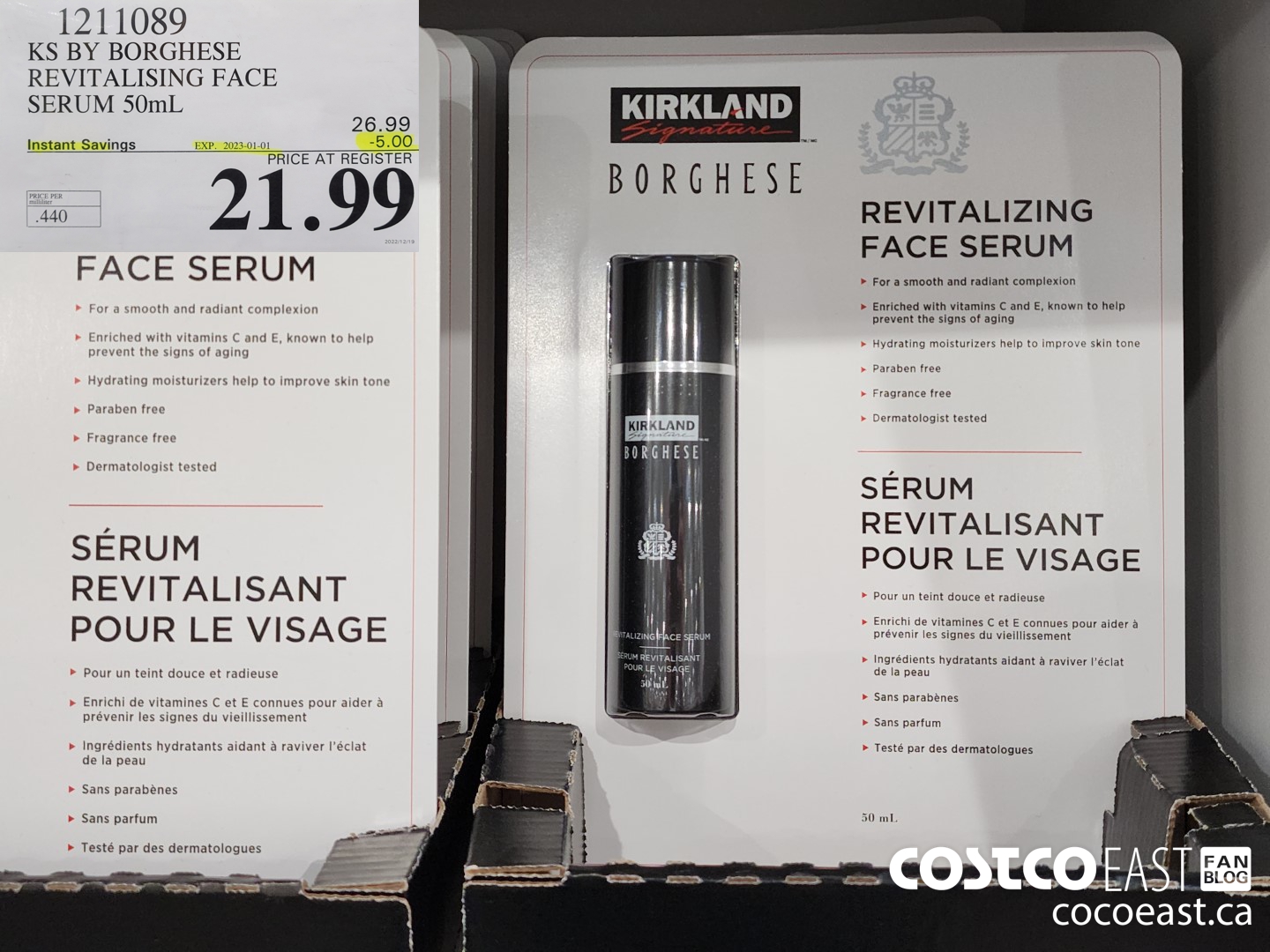 1211089 KS BY BORGHESE REVITALISING FACE SERUM 50ML ($5.00 INSTANT SAVINGS EXPIRES ON 2023-01-01) $21.99