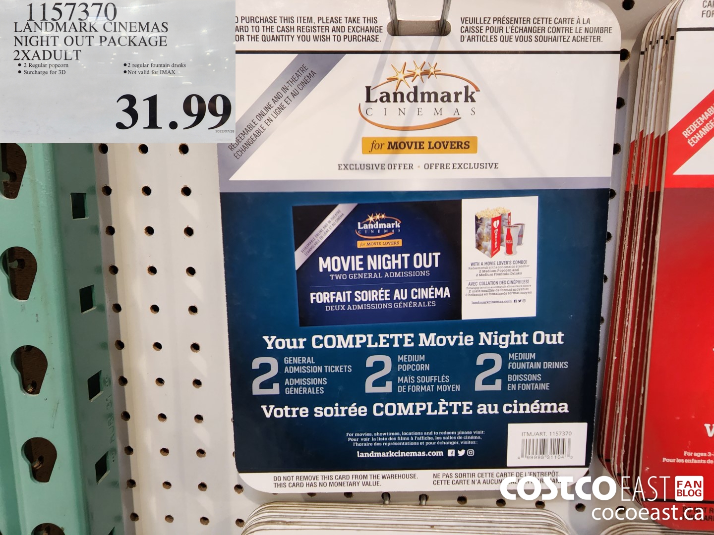1157370 LANDMARK CINEMAS NIGHT OUT PACKAGE 2X ADULT $31.99