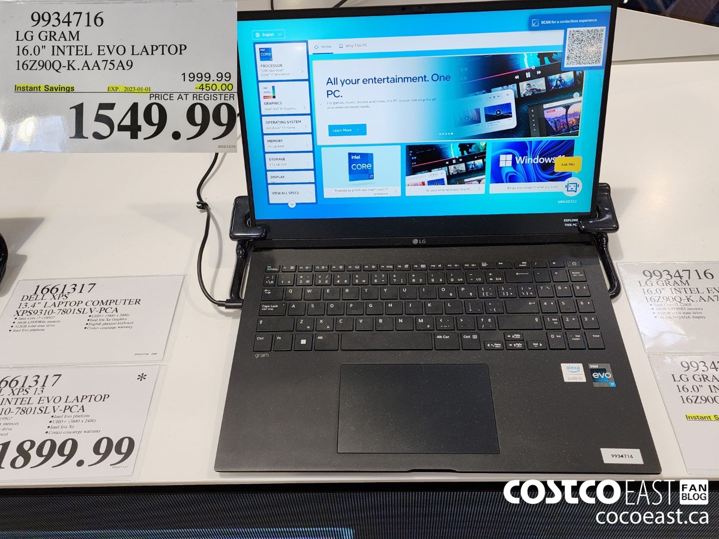 9934716 LG GRAM 16-IN LAPTOP COMPUTER 16Z90Q-K.AATSA9 ($450.00 INSTANT SAVINGS EXPIRES ON 2023-01-01) $1549.99