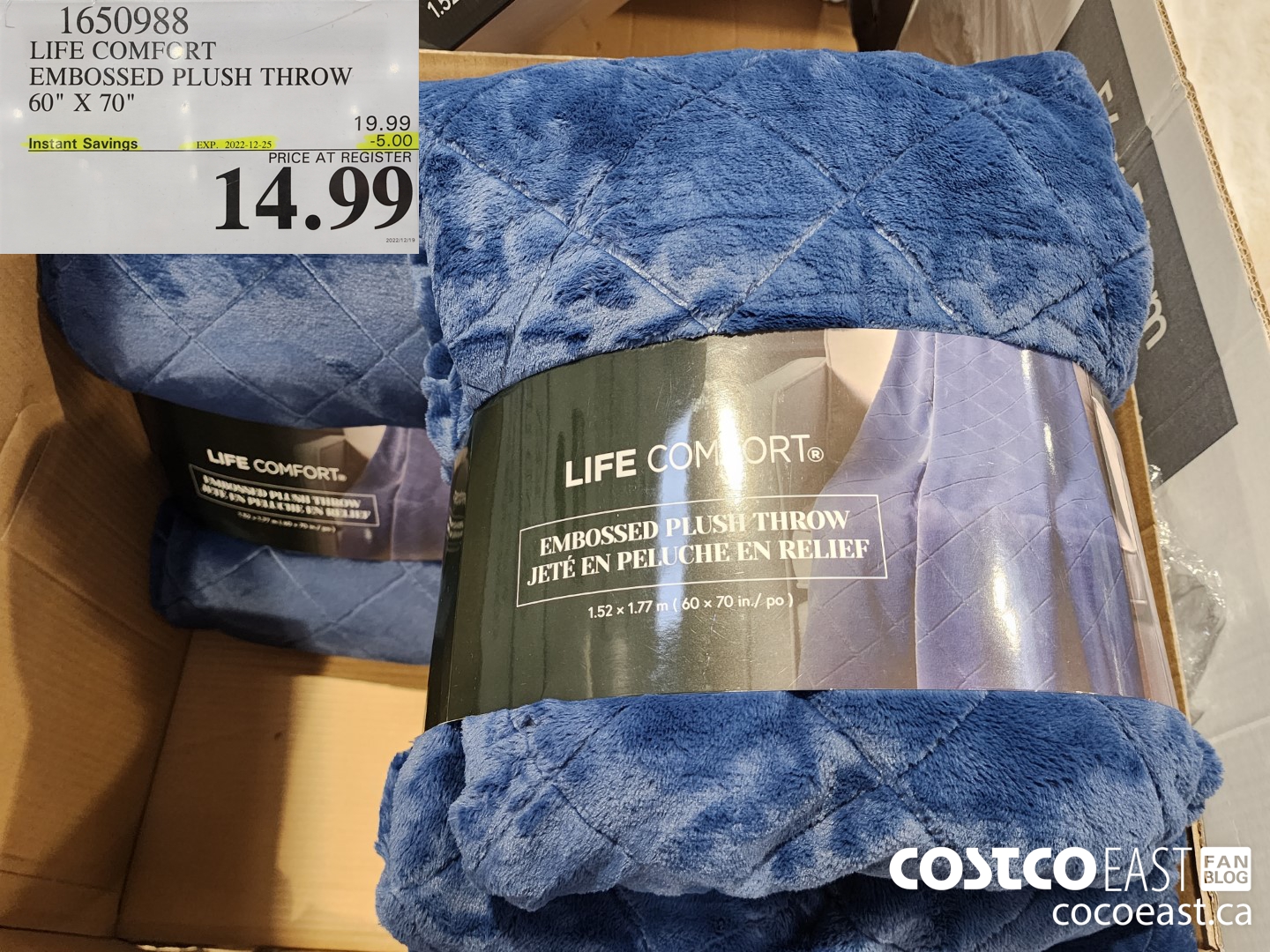 1650988 LIFE COMFORT EMBOSSED PLUSH THROW 60