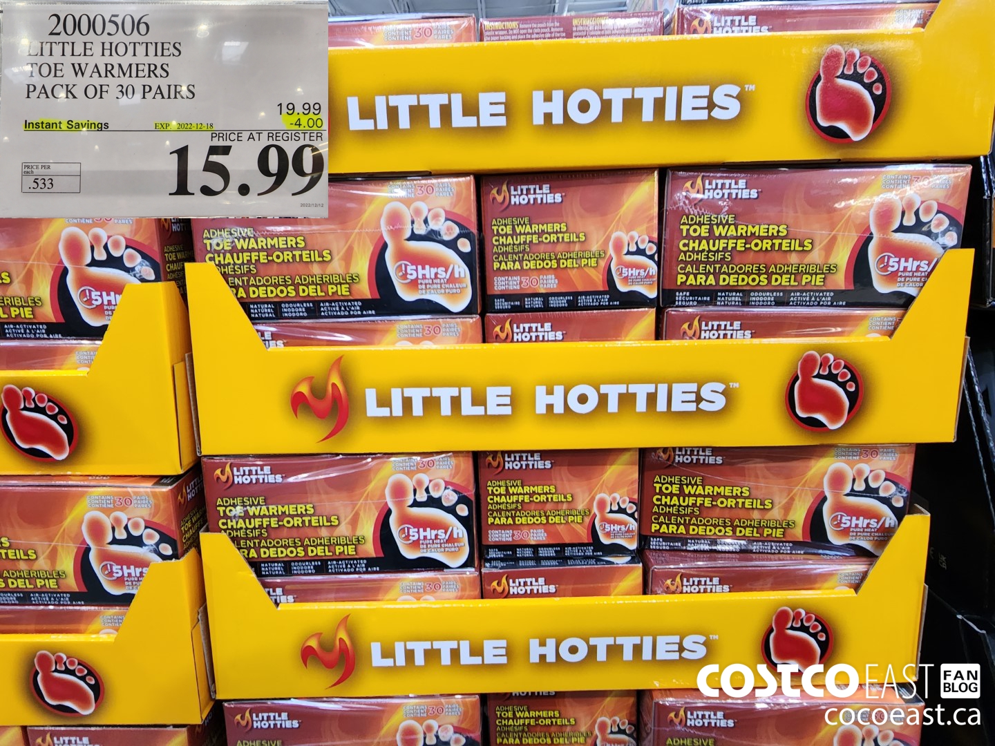 2000506 LITTLE HOTTIES TOE WARMERS PACK OF 30 PAIRS ($4.00 INSTANT SAVINGS EXPIRES ON 2022-12-18) $15.99