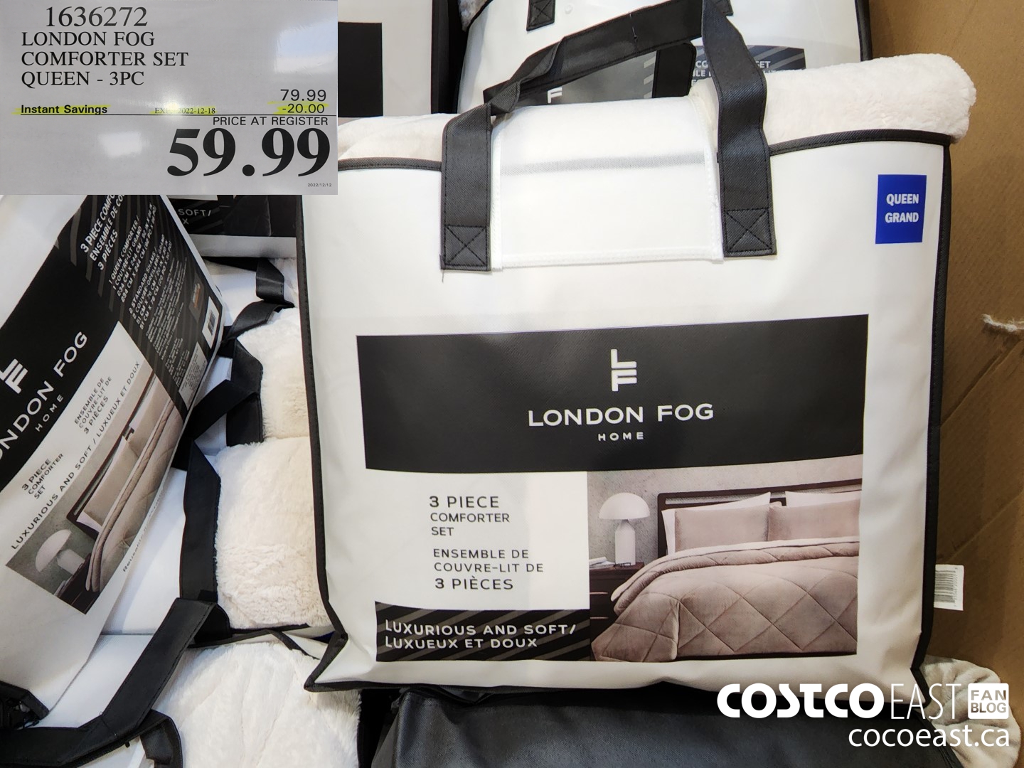 1636272 LONDON FOG COMFORTER SET QUEEN SET - 3 PC ($20.00 INSTANT SAVINGS EXPIRES ON 2022-12-18) $59.99