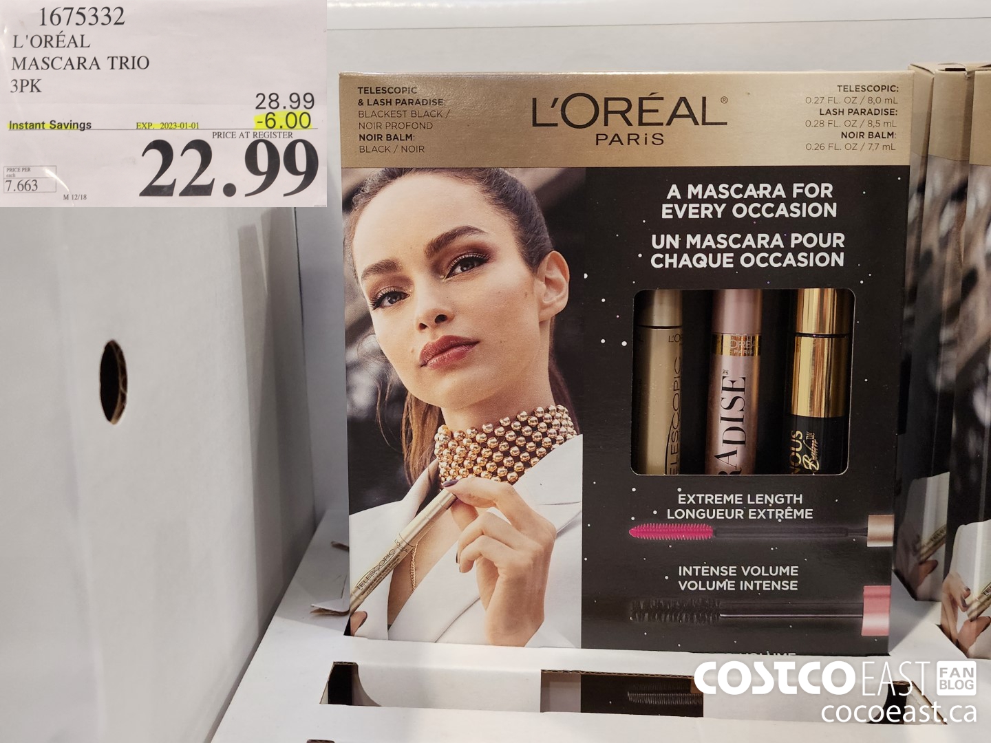 1675332 L'OREAL MASCARA TRIO 3PK ($6.00 INSTANT SAVINGS EXPIRES ON 2023-01-01) $22.99