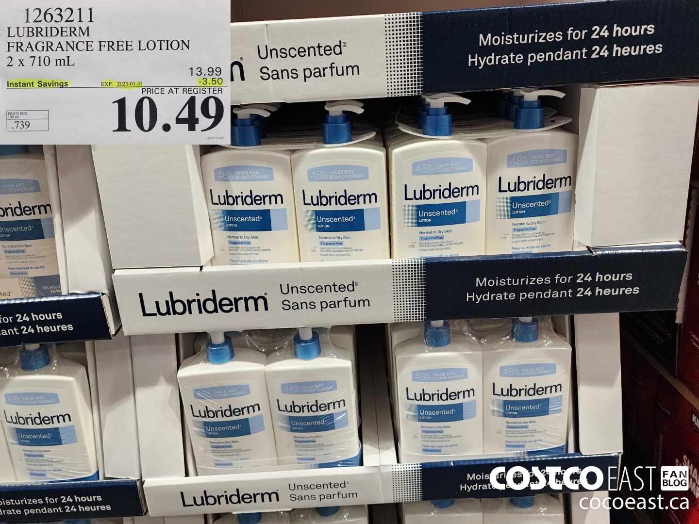 1263211 LUBRIDERM FRAGRANCE FREE LOTION 2 X 710 ML ($3.50 INSTANT SAVINGS EXPIRES ON 2023-01-01) $10.49