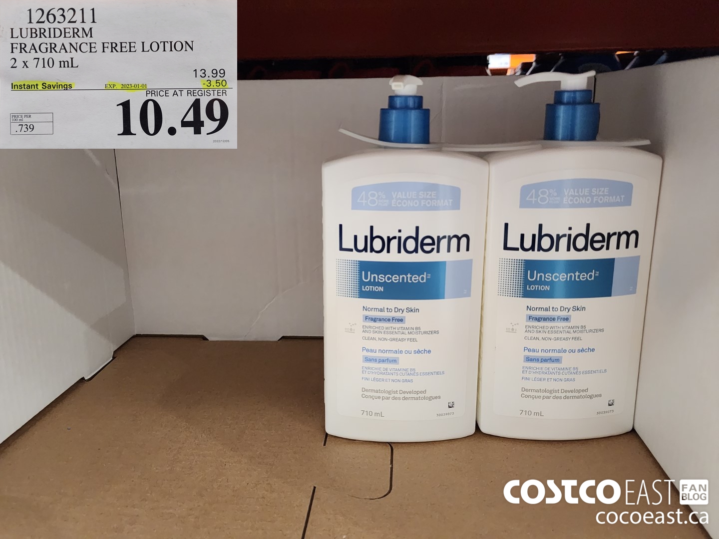 1263211 LUBRIDERM FRAGRANCE FREE LOTION 2 X 710 ML ($3.50 INSTANT SAVINGS EXPIRES ON 2023-01-01) $10.49