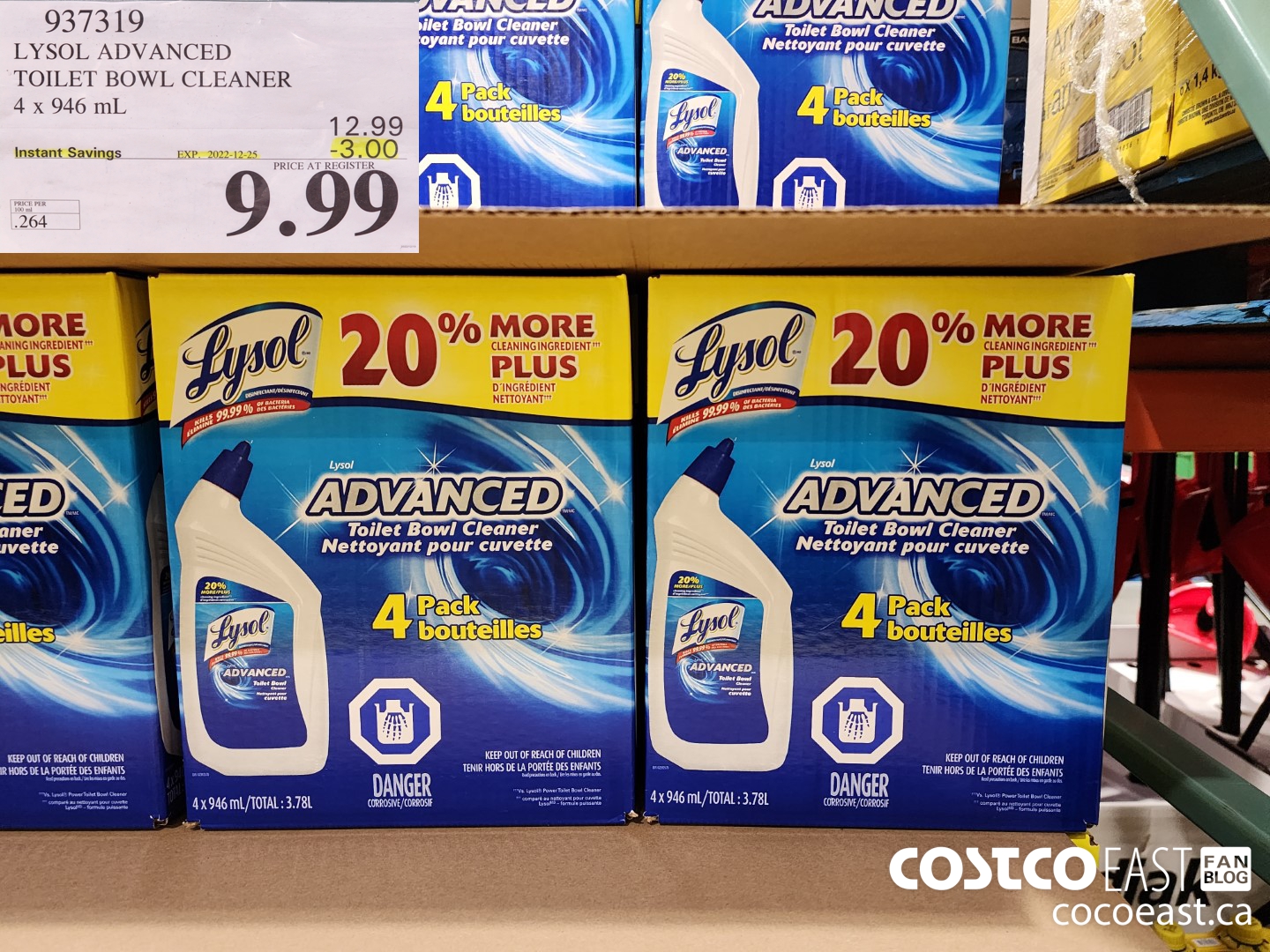 937319 LYSOL ADVANCED TOILET BOWL CLEANER 4 X 946 ML ($3.00 INSTANT SAVINGS EXPIRES ON 2022-12-25) $9.99