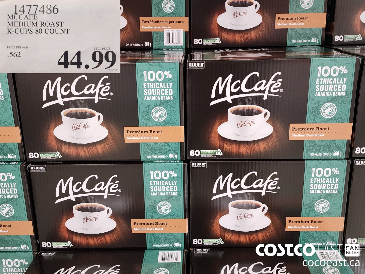 1477436 MCCAFE MEDIUM ROAST K-CUPS 80 COUNT $44.99